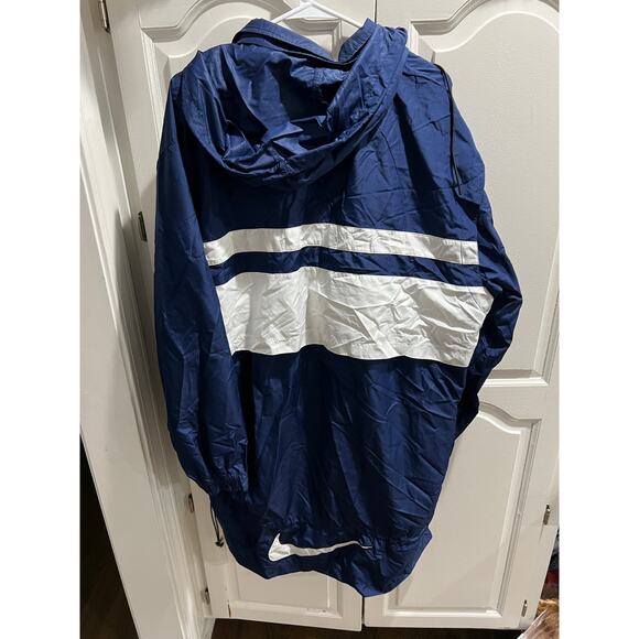 Vintage Nike Team Sports Windbreaker Jacket Blue White Hooded Mens L USA 90s - Picture 3 of 9